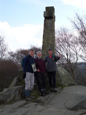 Left Colin Phil right Brian near Bakewell pudding place, wellington's monument. 26apr2012