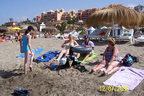 tenerife-beach sophia rachel colin adele, david is in the sea.